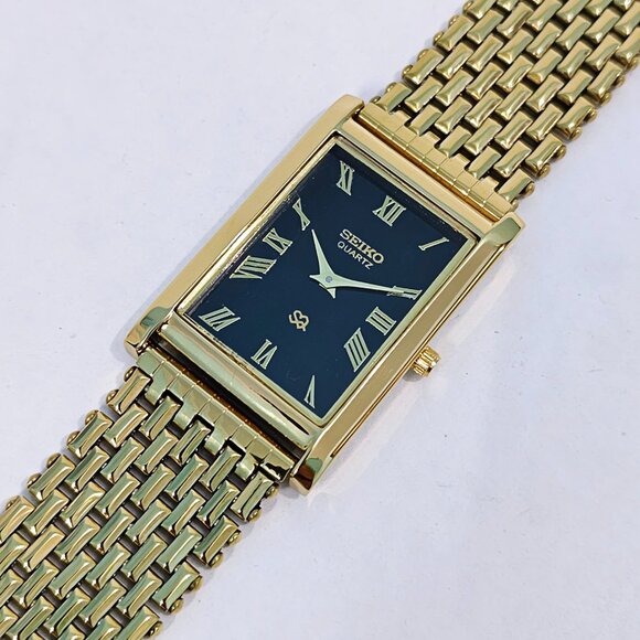 New Stock - SEIKO TANK SLIM Quartz Roman Black Dial Men's Japanese GP Wristwatch - Picture 4 of 5